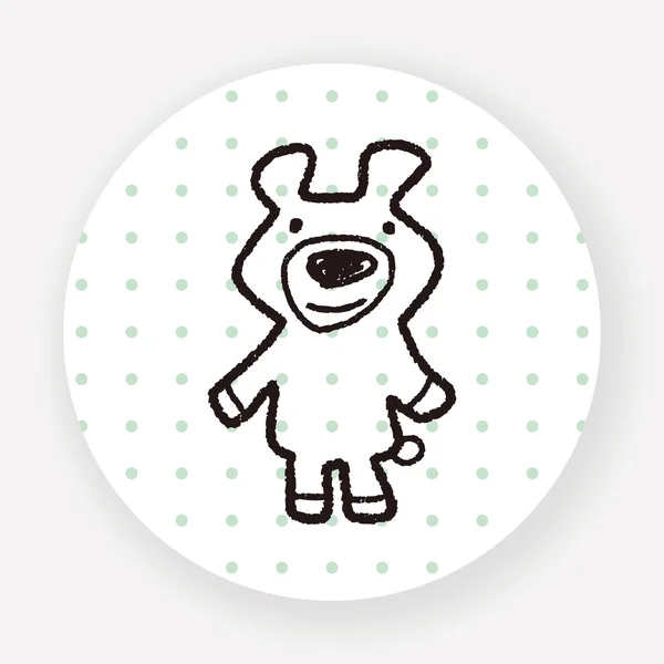 Doodle Bear Doll Vetor Ilustração — Vetor de Stock