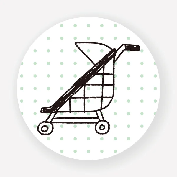 Doodle Kinderwagen Vektor Illustration — Stockvektor