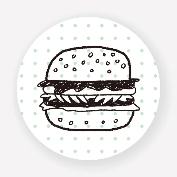 Doodle Hamburger Icona Piatta Isolata Sfondo Bianco Vettore Illustrazione — Vettoriale Stock