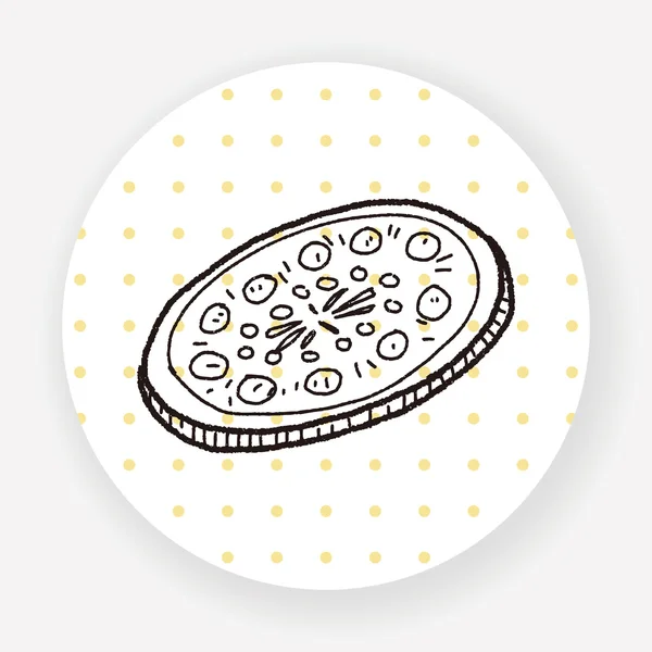 Doodle Pizza Flat Icon Isolated White Background Vector Illustration — Stock Vector