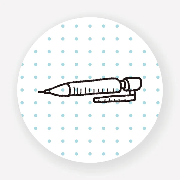 Doodle Pencil Flat Icon Isolated White Background Vector Illustration — Stock Vector