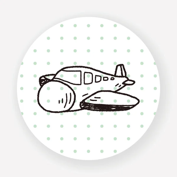 Doodle Plane Flat Icon Vector Illustration — 스톡 벡터