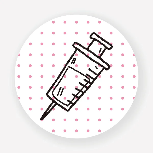 Doodle Syringes Flat Icon Isolated White Background Vector Illustration — Stock Vector