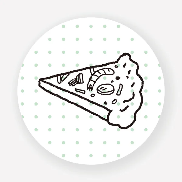 Doodle Pizza Płaska Ikona Izolowane Białym Tle Wektor Ilustracja — Wektor stockowy