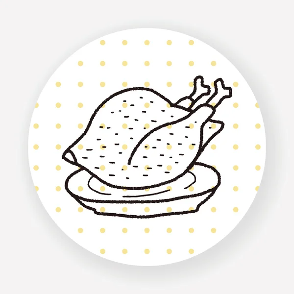 Poulet Sur Assiette Icône Plate Isolée Sur Fond Blanc Vecteur — Image vectorielle