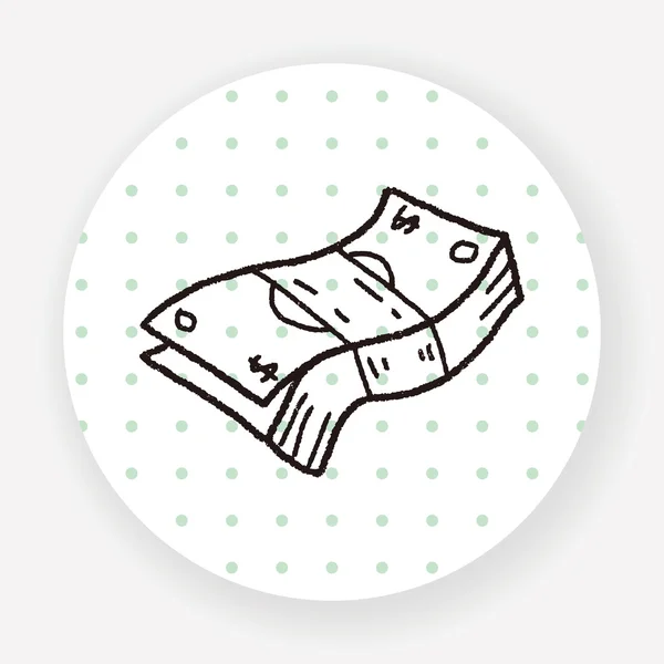 Doodle Money Flat Icon Isolado Fundo Branco Vetor Ilustração — Vetor de Stock