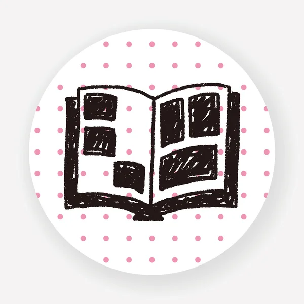 Doodle Βιβλίο Επίπεδη Εικονίδιο Απομονώνονται Λευκό Φόντο Διάνυσμα Εικονογράφηση — Διανυσματικό Αρχείο