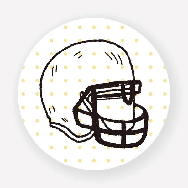 Casque Football Doodle Icône Plate Isolée Sur Fond Blanc Vecteur — Image vectorielle