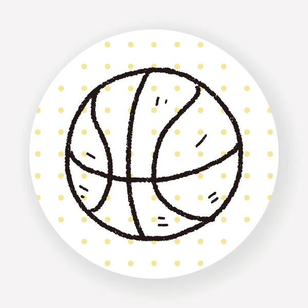 Doodle Баскетбольный Мяч Плоский Значок Изолирован Белом Фоне Вектор Иллюстрация — стоковый вектор