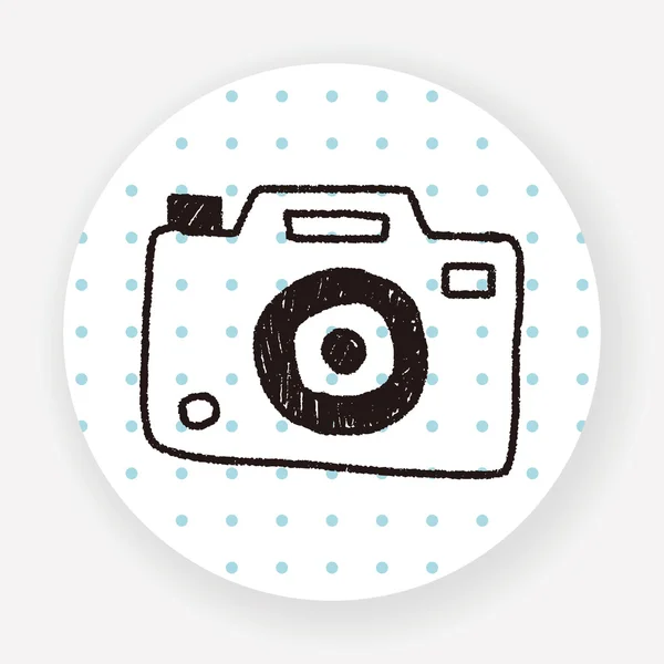 Caméra Doodle Icône Plate Isolée Sur Fond Blanc Vecteur Illustration — Image vectorielle