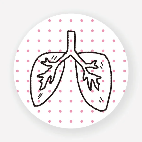 Doodle Lung Düz Simgesi Beyaz Arkaplan Vektör Illüstrasyon Izole — Stok Vektör
