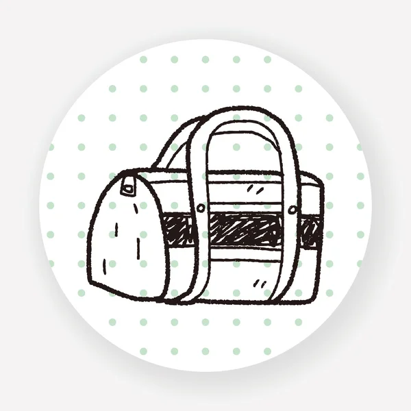 Doodle Travel Bag Icono Plano Aislado Sobre Fondo Blanco Vector — Vector de stock
