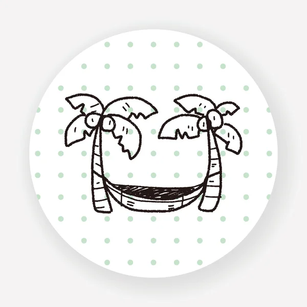 Doodle Palm Bed Icône Plate Isolée Sur Fond Blanc Vecteur — Image vectorielle