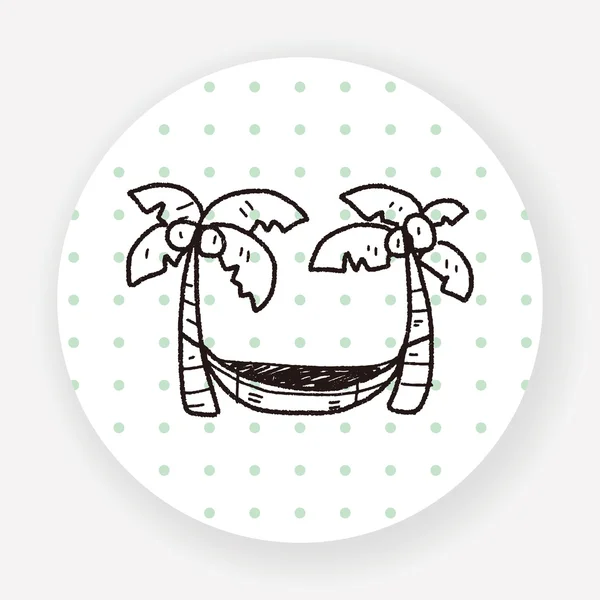 Doodle Palm Bed Flat Icon Isolado Fundo Branco Vetor Ilustração — Vetor de Stock