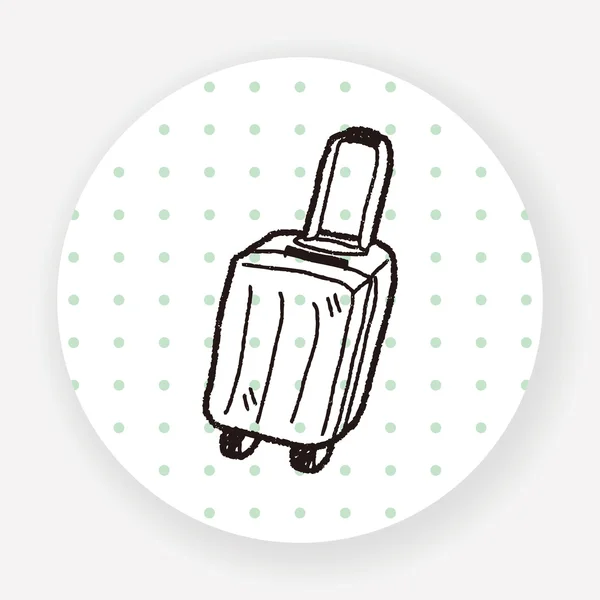 Doodle Travel Bag Flat Icon Isolated White Background Vector Illustration — Stock Vector