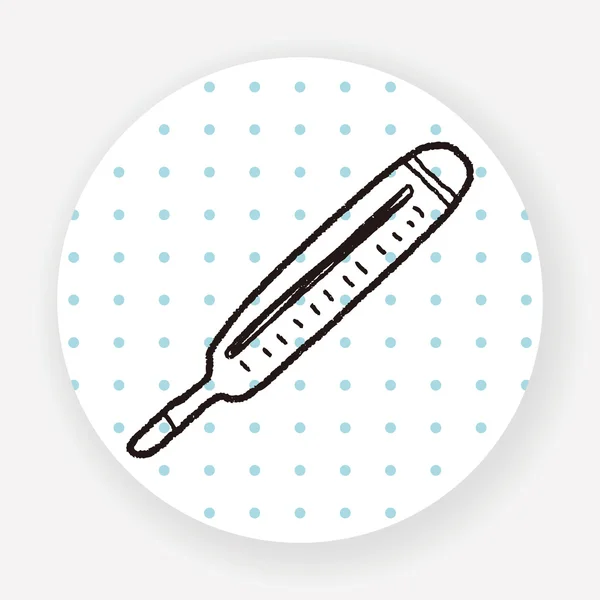 Doodle Thermometer Platte Pictogram Geïsoleerd Witte Achtergrond Vector Illustratie — Stockvector