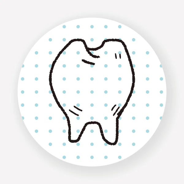 Doodle Tooth Platte Pictogram Geïsoleerd Witte Achtergrond Vector Illustratie — Stockvector