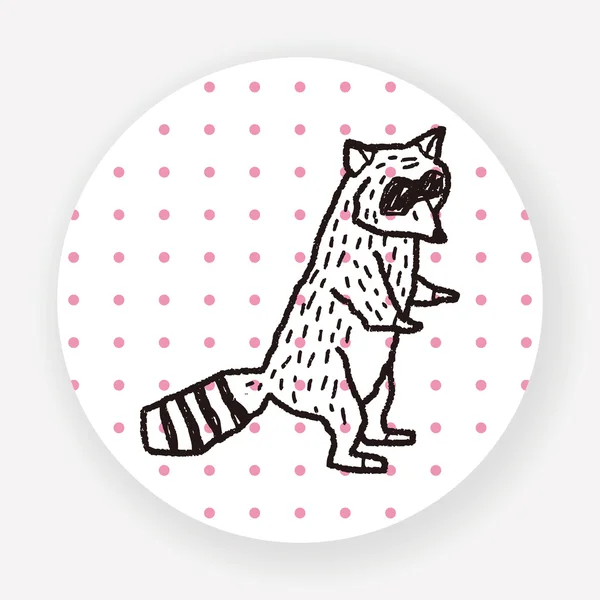 Raccoon Doodle Icon Isolated White Background Vector Illustration — ストックベクタ