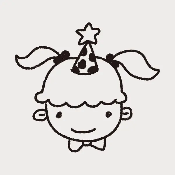 Doodle anniversaire fille — Image vectorielle