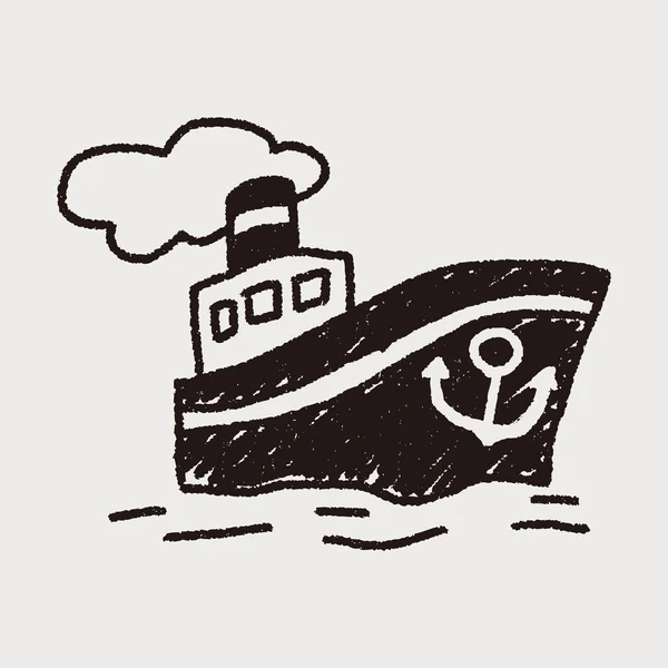 Bateau à vapeur Doodle — Image vectorielle