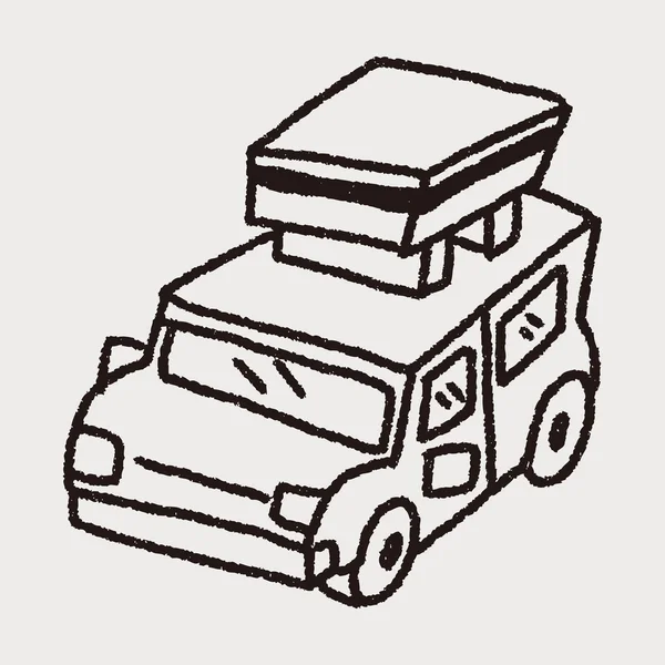 Doodle coche de viaje — Vector de stock