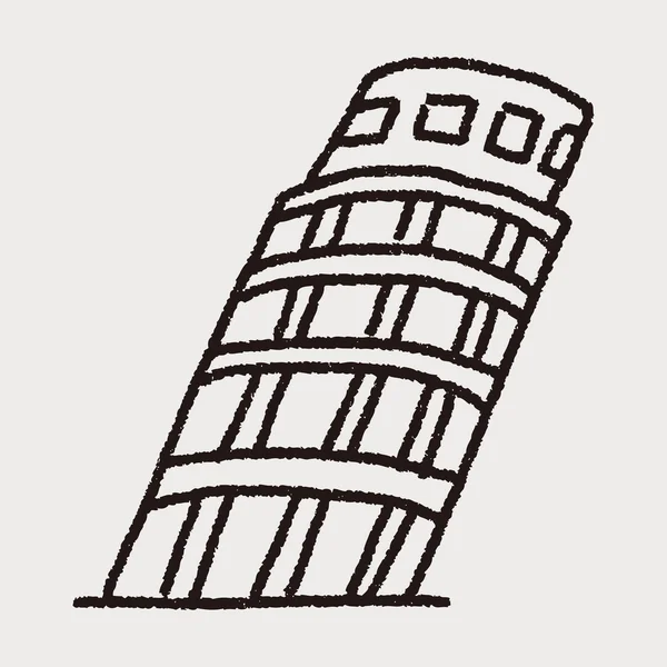 Doodle Leaning Tower of Pisa — Stock Vector