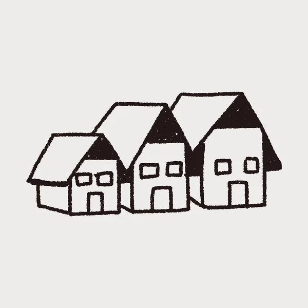 Doodle huis — Stockvector