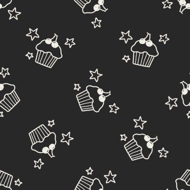 Doodle kek Dikişsiz desen arka plan