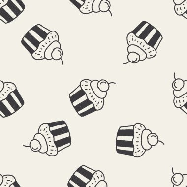 Doodle kek Dikişsiz desen arka plan