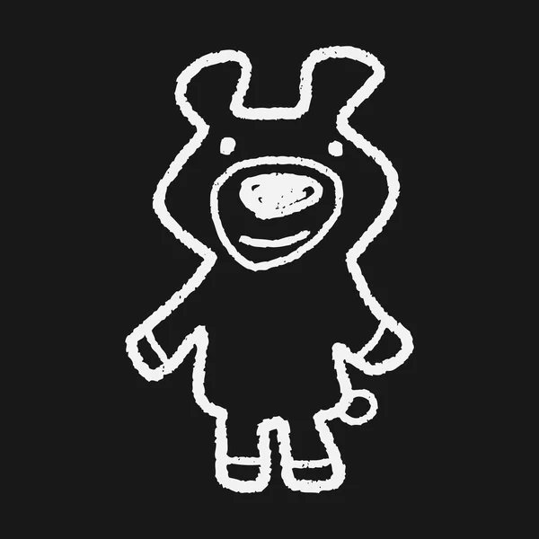 Doodle muñeca oso — Vector de stock