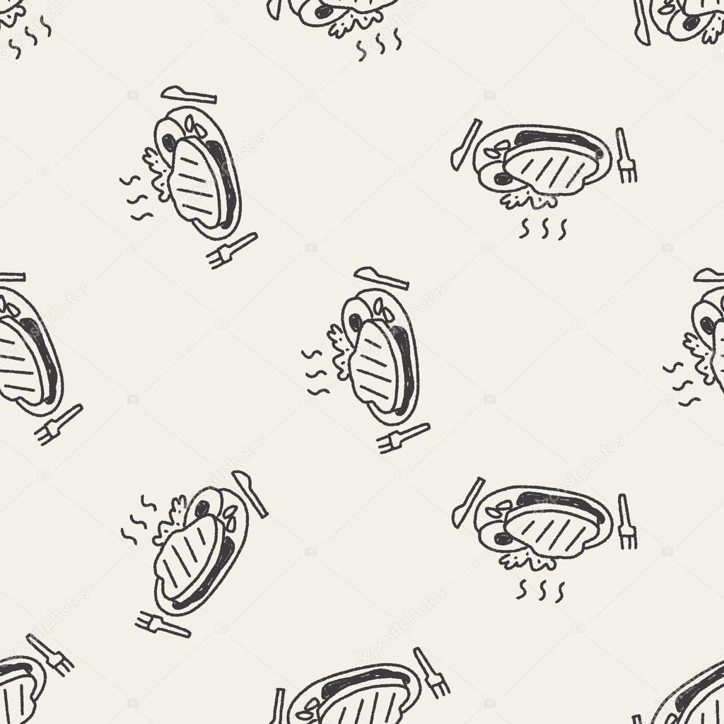  doodle steak seamless pattern background