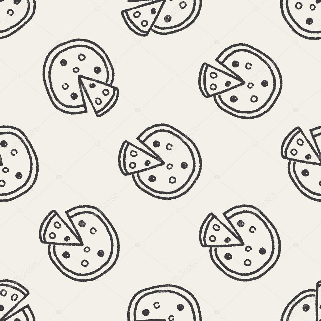 doodle pizza seamless pattern background
