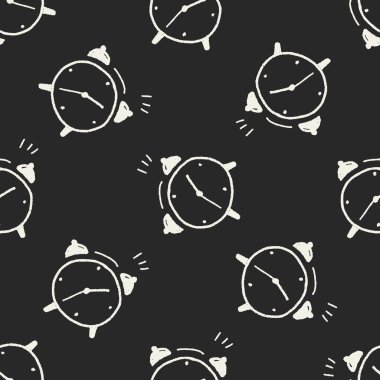 çalar saat Dikişsiz desen arka plan doodle