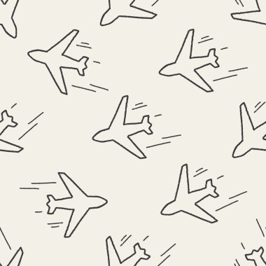 Doodle uçak Dikişsiz desen arka plan