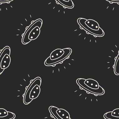 Doodle Ufo Dikişsiz desen arka plan