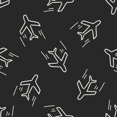 Doodle uçak Dikişsiz desen arka plan