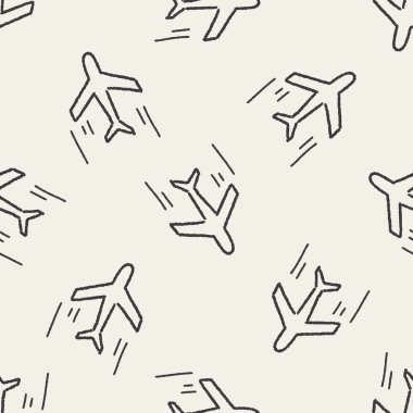 Doodle uçak Dikişsiz desen arka plan