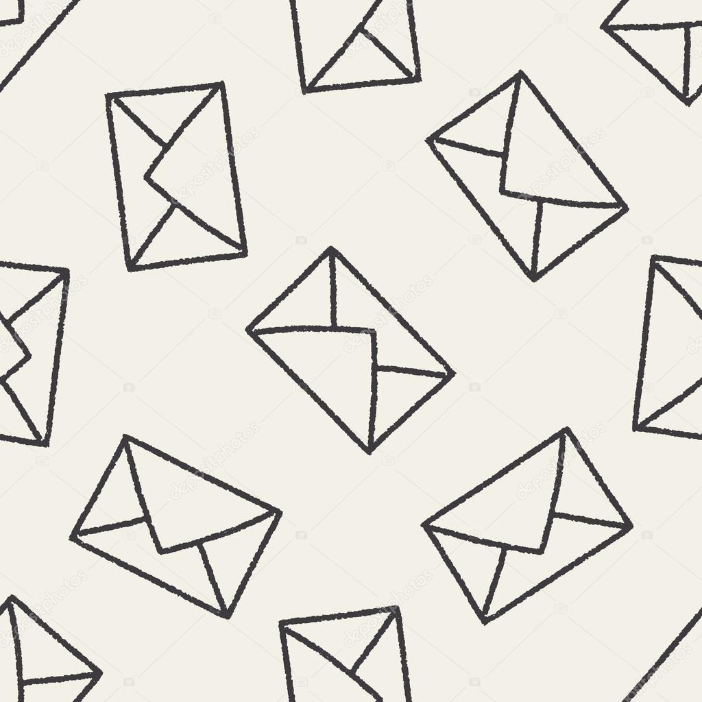 Doodle mail seamless pattern background
