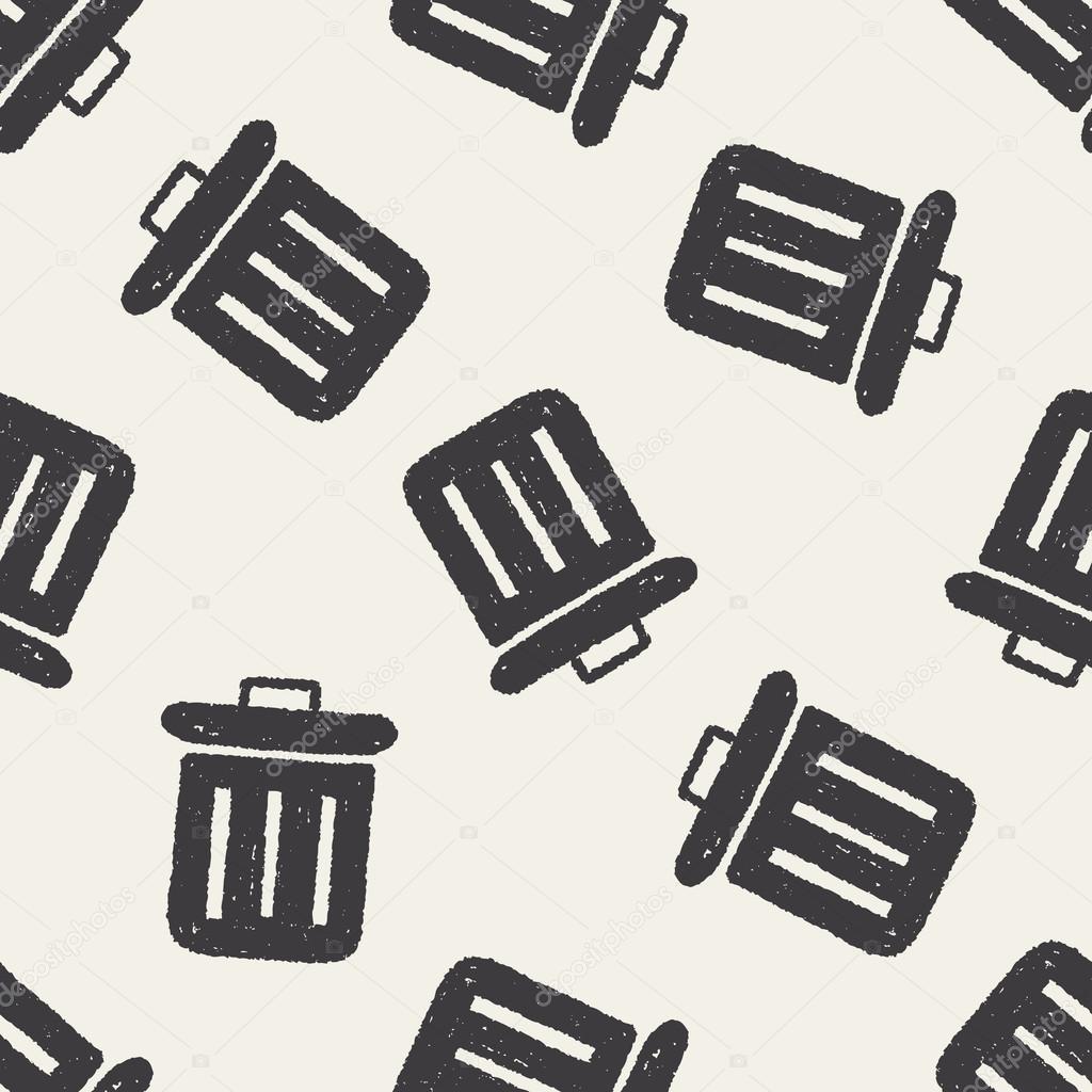 Doodle Trash can seamless pattern background