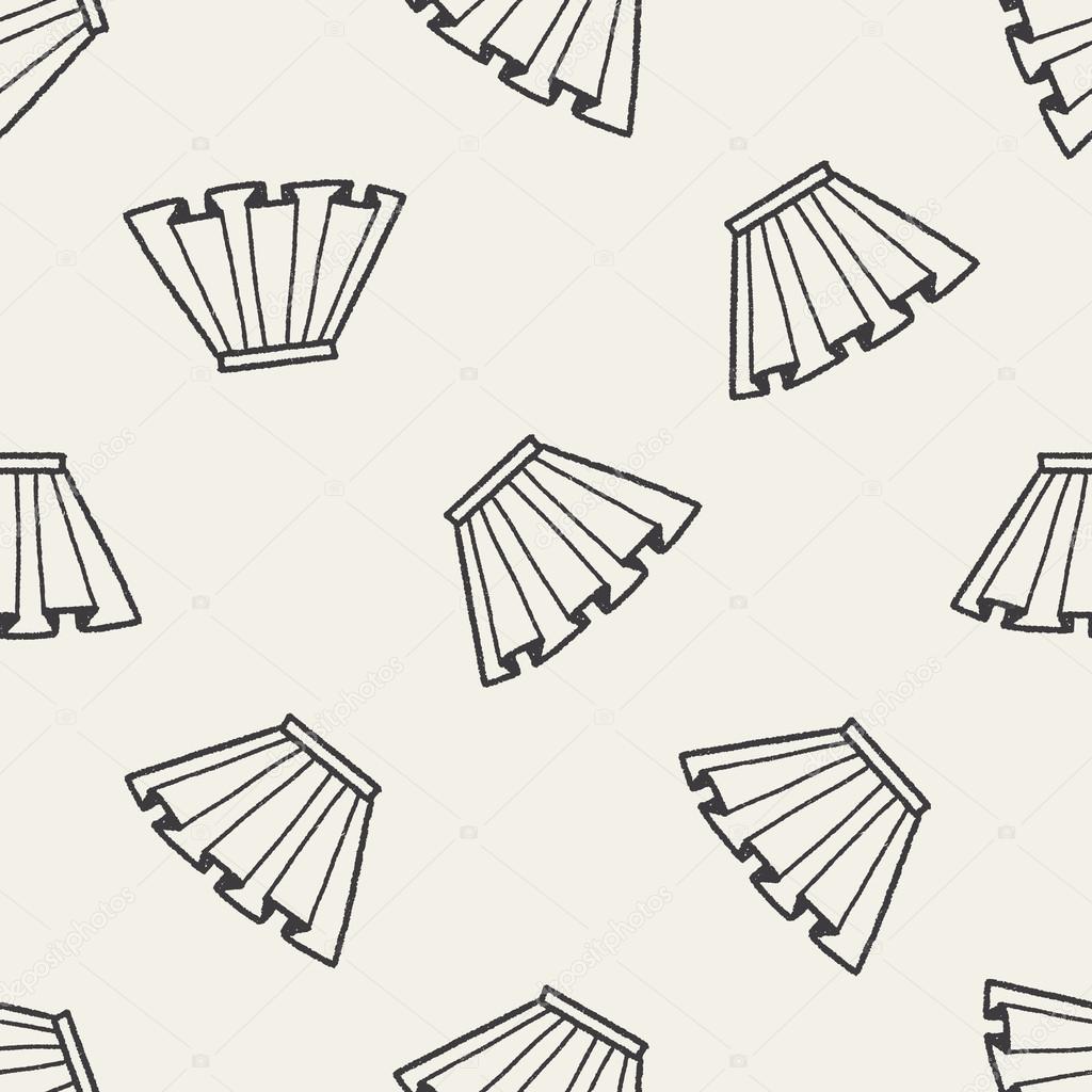 doodle pleated skirt seamless pattern background
