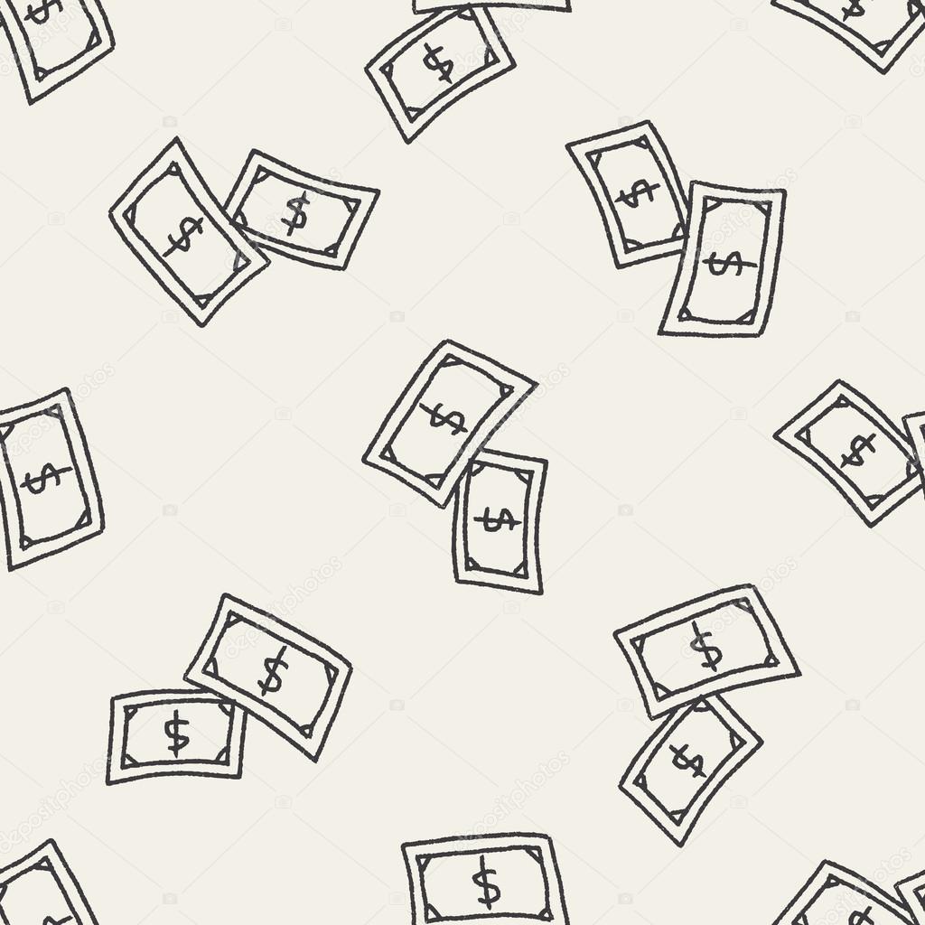  doodle money seamless pattern background
