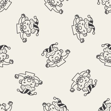 Doodle palyaço Dikişsiz desen arka plan