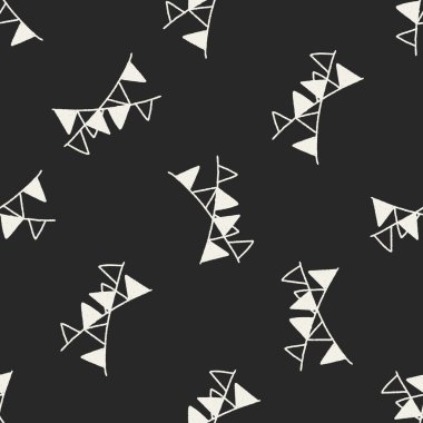 Doodle dekoratif bayrak Dikişsiz desen arka plan