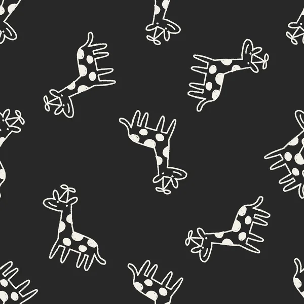 Doodle anniversaire girafe sans couture motif fond — Image vectorielle