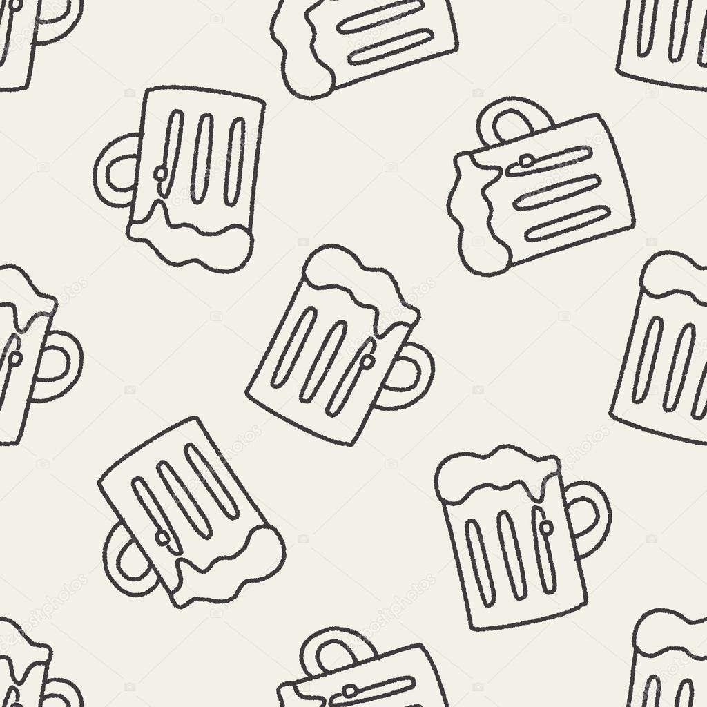 doodle beer seamless pattern background