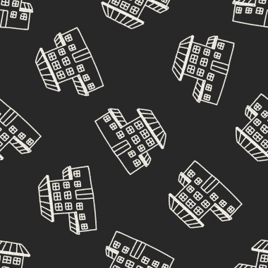 Doodle ev Dikişsiz desen arka plan