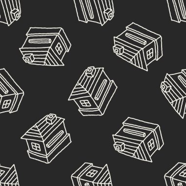 Doodle ev Dikişsiz desen arka plan