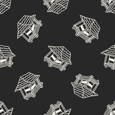 Doodle ev Dikişsiz desen arka plan