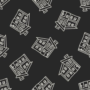 Doodle ev Dikişsiz desen arka plan
