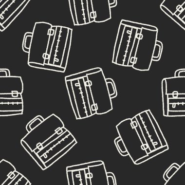Doodle okul çantası Dikişsiz desen arka plan